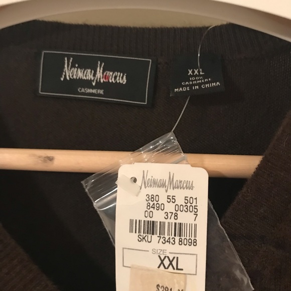 Neiman Marcus V-neck Brown Cashmere Sweater - Picture 3 of 4